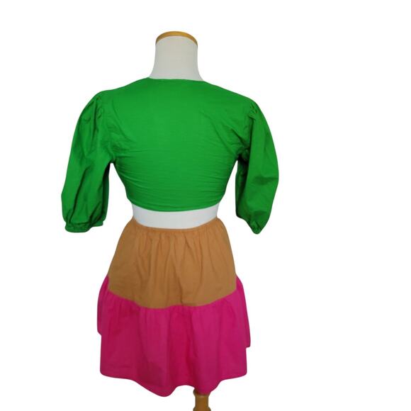 Never Fully Dressed Dopaminecore Tropical Bold Watermelon Heart Cut-Out Dress S - Picture 4 of 11